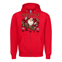 Red merry vibes ho ho ho Zipper Hoodie - MaliasSmallBusiness
