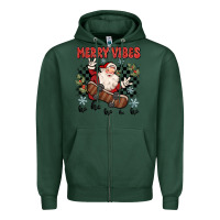 Sports Green merry vibes ho ho ho Zipper Hoodie - MaliasSmallBusiness