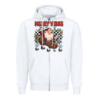 White merry vibes ho ho ho Zipper Hoodie - MaliasSmallBusiness