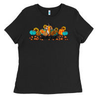 Black hello fall pumpkin sunflower Ladies Tee - JahusDesignShop