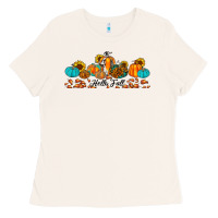 Bone hello fall pumpkin sunflower Ladies Tee - JahusDesignShop