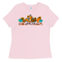 Hello Fall Pumpkin Sunflower Ladies Tee | Teevron
