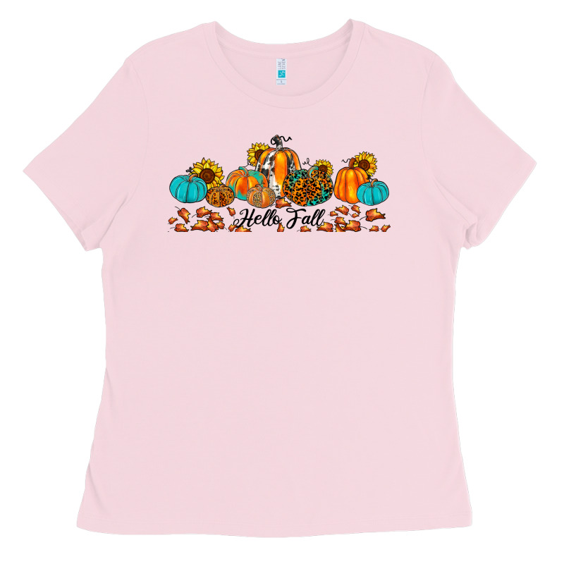 Hello Fall Pumpkin Sunflower Ladies Tee by JahusDesignShop | Teevron
