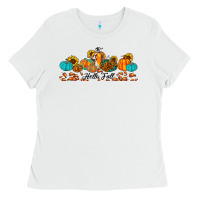 White hello fall pumpkin sunflower Ladies Tee - JahusDesignShop