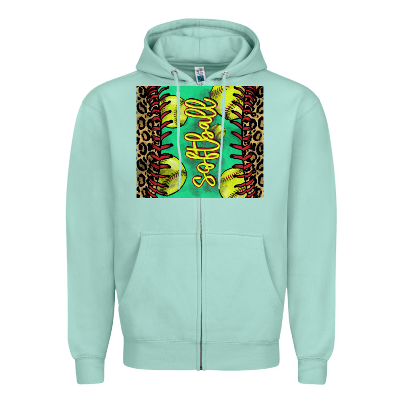 Softball Leopard Zipper Hoodie by NancyCooperArtShop | Teevron
