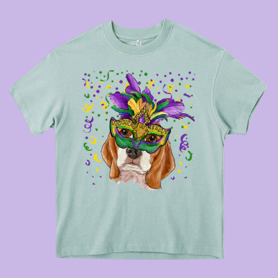 Heavy Core Tee mardi gras  mask beagle