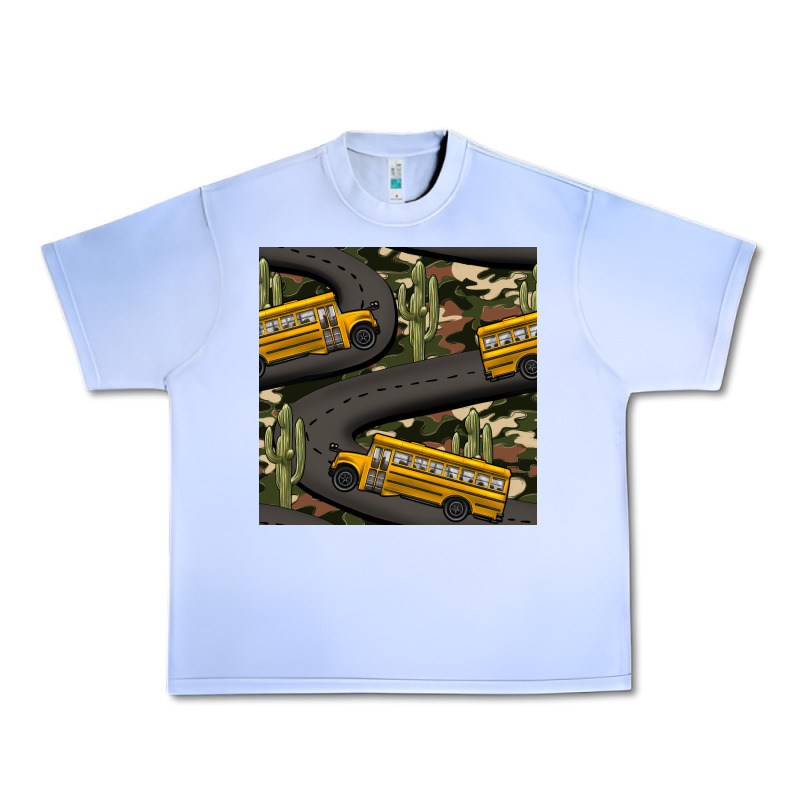 Cactus Camouflage School Bus Seamless Pattern Urban Heavy Tee by BundleAndBundleShop | Teevron