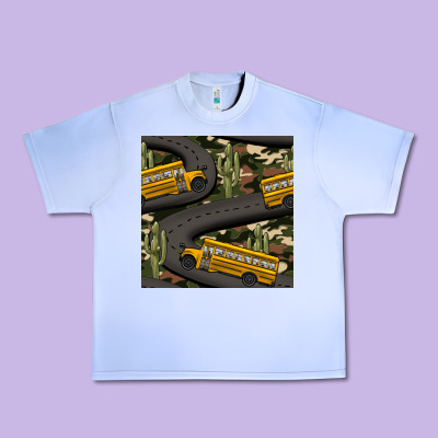 Cactus Camouflage School Bus Seamless Pattern Urban Heavy Tee Designed By Bundleandbundleshop