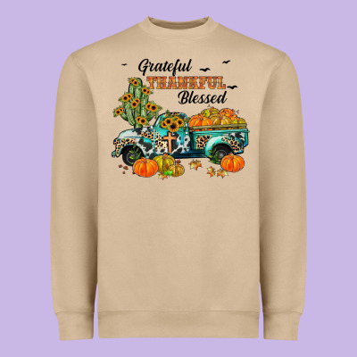 Grateful Thankful Blessed Heavyweight Sweatshirt Designed By Jahusdesignshop