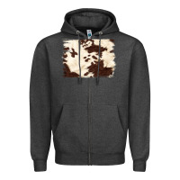 Charcoal Heather brown cowhide background Zipper Hoodie - NancyCooperArtShop