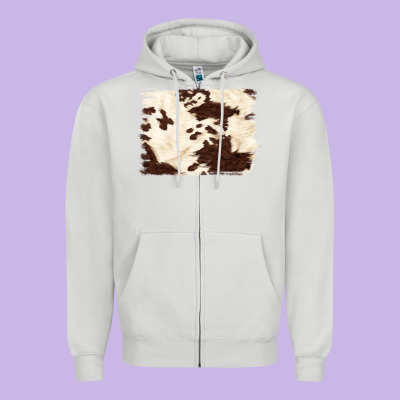 Brown Cowhide Background Zipper Hoodie Designed By Nancycooperartshop