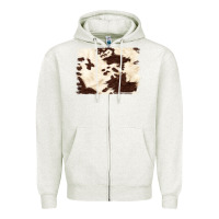 Oatmeal Heather brown cowhide background Zipper Hoodie - NancyCooperArtShop