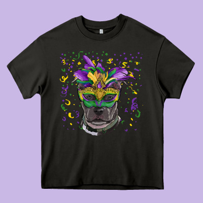 Heavy Core Tee mardi gras  mask pitbull