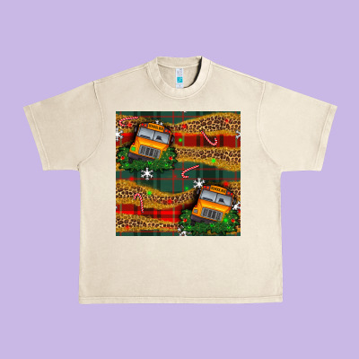 Christmas School Bus Seamless Pattern Urban Heavy Tee Designed By Bundleandbundleshop