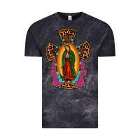 Cloud Black our lady of guadalupe cross Vintage Tee - JahusDesignShop