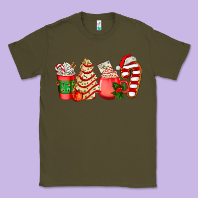Christmas Tree Cake And Coffee Cups Ado Classic Tee Designed By Adodesignshop