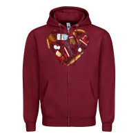 Burgundy bake tools hearts Zipper Hoodie - NancyCooperArtShop