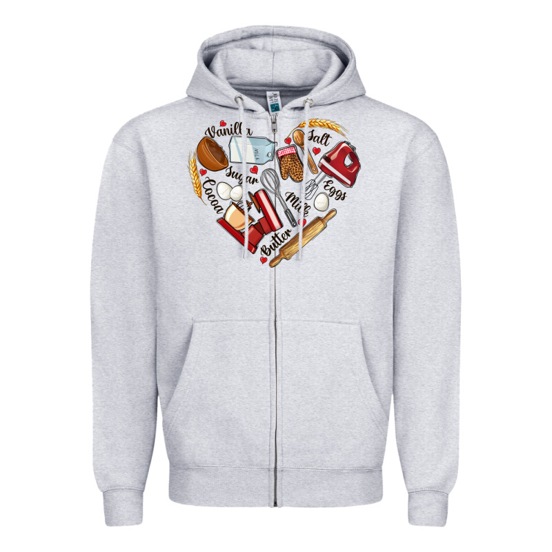 Bake Tools Hearts Zipper Hoodie by NancyCooperArtShop | Teevron