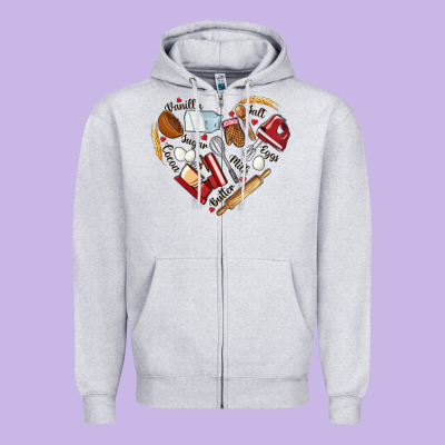 Bake Tools Hearts Zipper Hoodie Designed By Nancycooperartshop