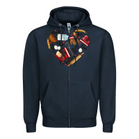 Navy bake tools hearts Zipper Hoodie - NancyCooperArtShop