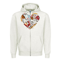 Oatmeal Heather bake tools hearts Zipper Hoodie - NancyCooperArtShop