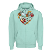 Seafoam bake tools hearts Zipper Hoodie - NancyCooperArtShop