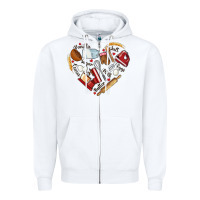 White bake tools hearts Zipper Hoodie - NancyCooperArtShop