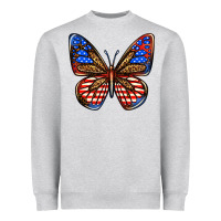 Heather Grey 4th of july butterfly Heavyweight Sweatshirt - BundleAndBundleShop