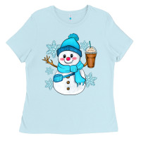 Baby Blue cute snowman Ladies Tee - Zillion Design Studio