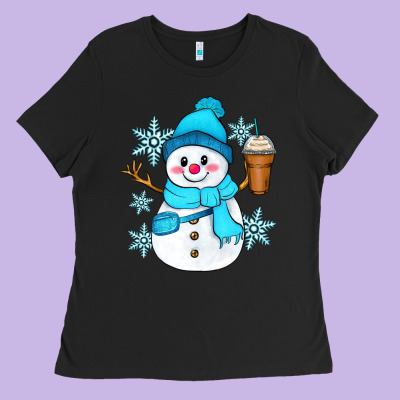 Cute Snowman Ladies Tee Designed By Zillion Design Studio
