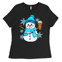 Black cute snowman Ladies Tee - Zillion Design Studio