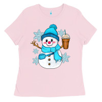 Bubblegum Pink cute snowman Ladies Tee - Zillion Design Studio