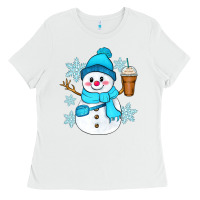 White cute snowman Ladies Tee - Zillion Design Studio