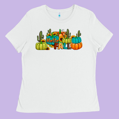 Hello Fall Ladies Tee Designed By Jahusdesignshop