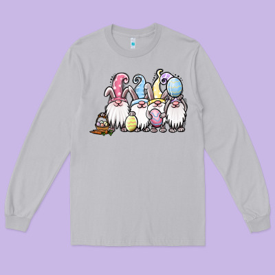 Easter Bunny Gnomes Long Sleeve Tee Designed By Jasminsmagicworld