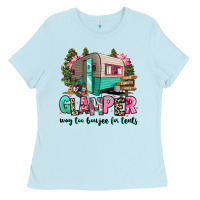 Baby Blue glamper way too boujee for tents 2 Ladies Tee - RanaPortraitStore