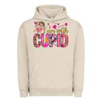 Pigment French Oak i am with cupid I am with Cupid Valentine's Day Urban Hoodie - HowdyJamesFarm