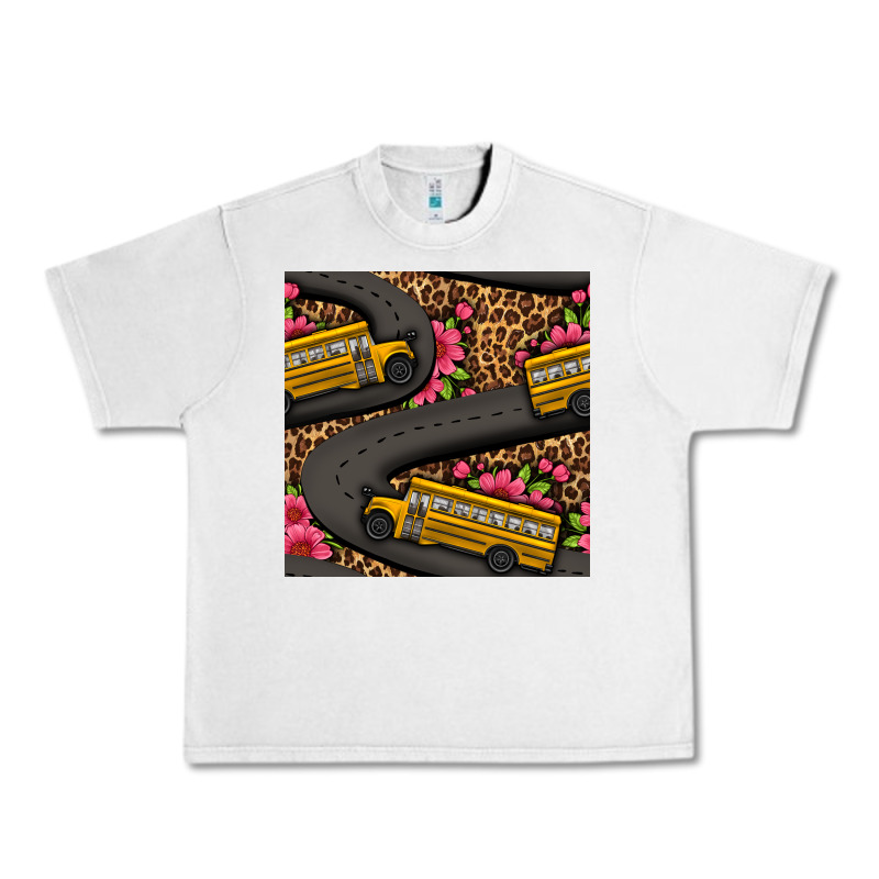 Flower Leopard School Bus Seamless Pattern Urban Heavy Tee by BundleAndBundleShop | Teevron