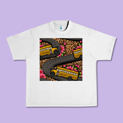 Flower Leopard School Bus Seamless Pattern Urban Heavy Tee Designed By Bundleandbundleshop