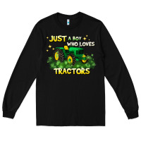 Black just a boy who loves tractors Long Sleeve Tee - JahusDesignShop