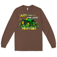 Chestnut just a boy who loves tractors Long Sleeve Tee - JahusDesignShop