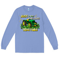 Colony Blue just a boy who loves tractors Long Sleeve Tee - JahusDesignShop