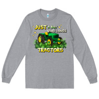 Heather Grey just a boy who loves tractors Long Sleeve Tee - JahusDesignShop