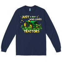 Navy just a boy who loves tractors Long Sleeve Tee - JahusDesignShop