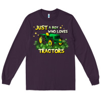 Plum just a boy who loves tractors Long Sleeve Tee - JahusDesignShop