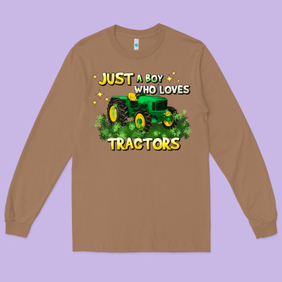 Just A Boy Who Loves Tractors Long Sleeve Tee Designed By Jahusdesignshop