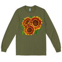 Army Green tiger eyes sunflower Long Sleeve Tee - LillyAllenDesigns
