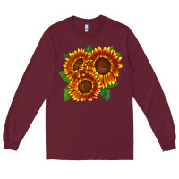 Burgundy tiger eyes sunflower Long Sleeve Tee - LillyAllenDesigns
