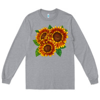 Heather Grey tiger eyes sunflower Long Sleeve Tee - LillyAllenDesigns