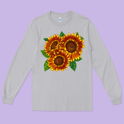 Tiger Eyes Sunflower Long Sleeve Tee Designed By Lillyallendesigns